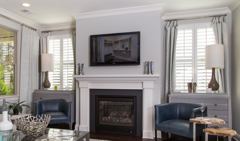 Fort Myers mantle with plantation shutters.